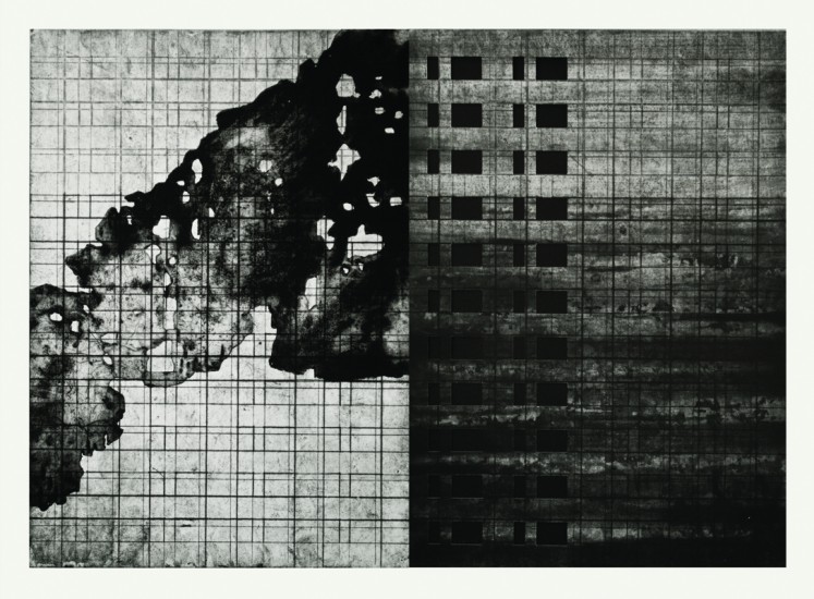 Z cyklu 48,5 | akwatinta, miękki werniks, tektura, szablon, tech. własna | 100x70cm | 2016